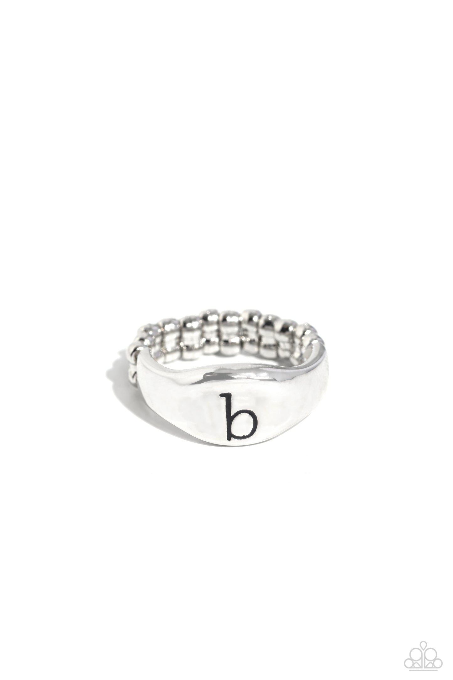 Monogram Memento - silver - B - Paparazzi ring