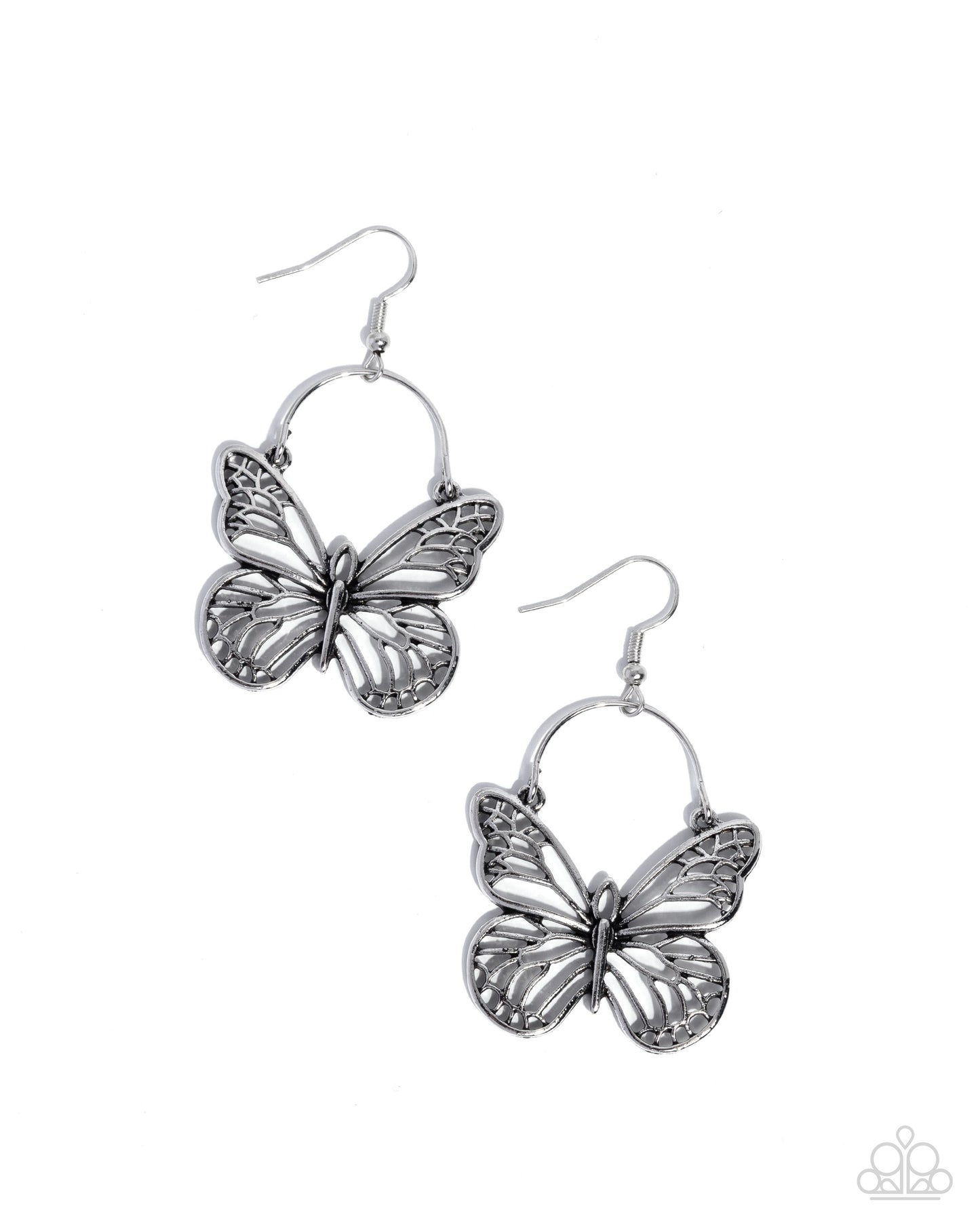 Aerial Arrival - silver - Paparazzi earrings