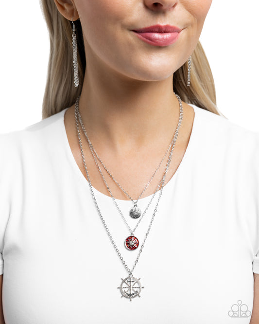 Anchor Arrangement - red - Paparazzi necklace