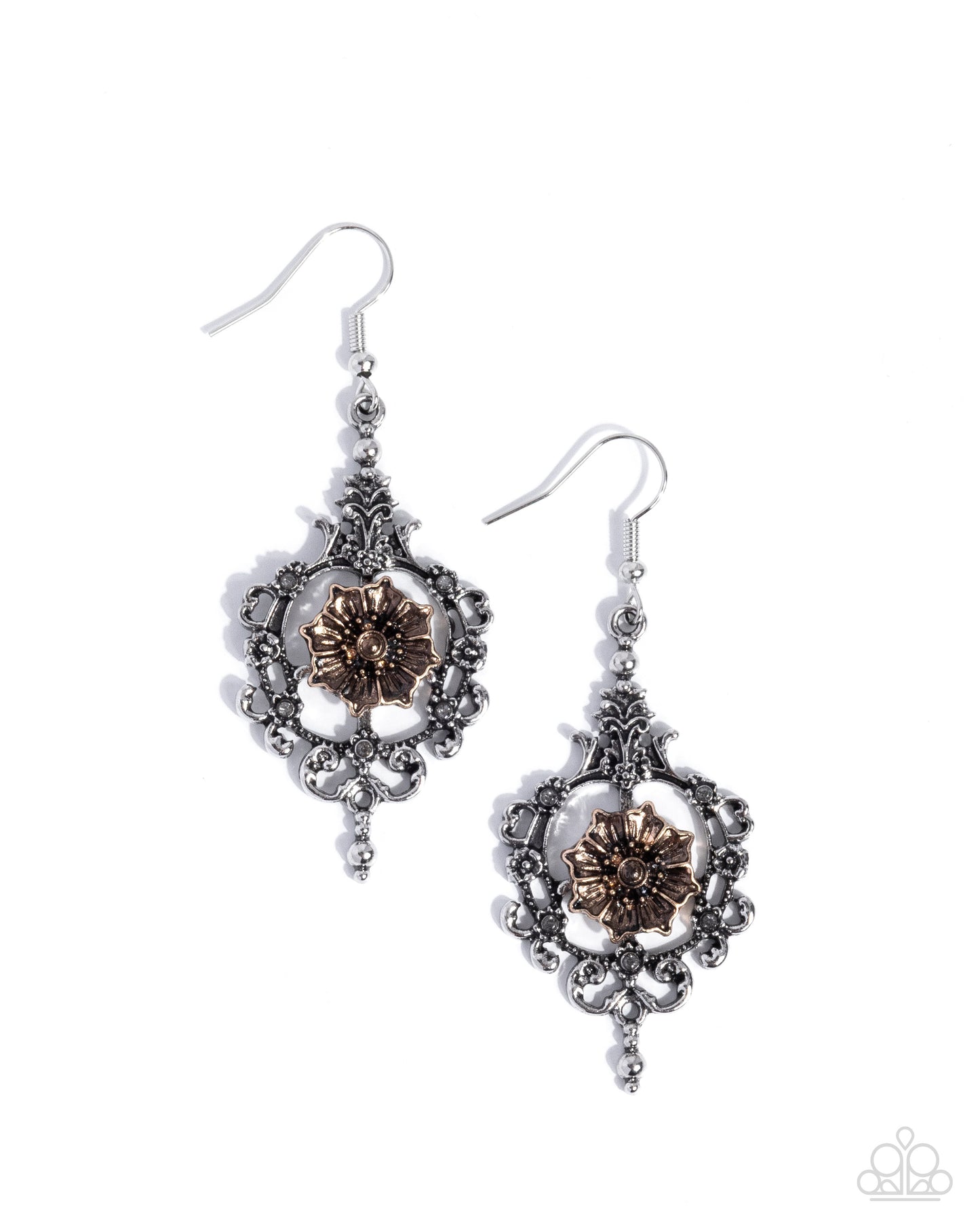 Antique Abloom - silver - Paparazzi earrings