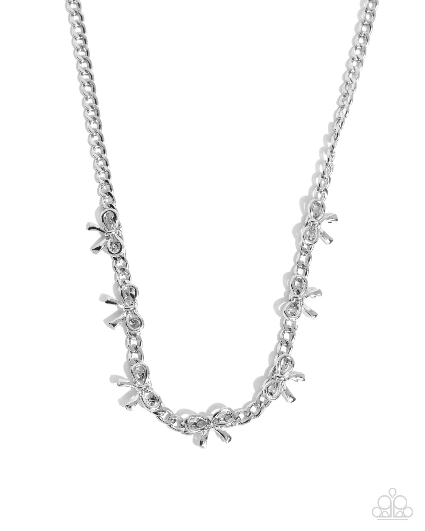 BOW the Knee - silver - Paparazzi necklace