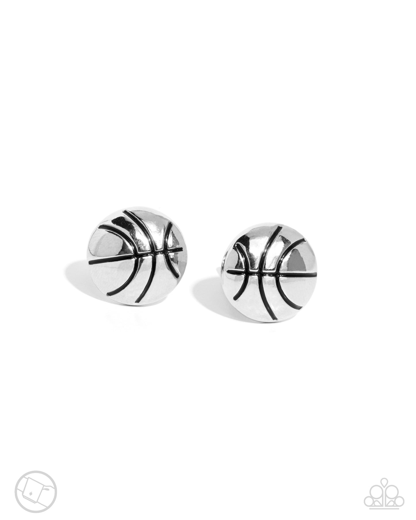 Basketball Backdrop - silver - Paparazzi MENS cufflinks