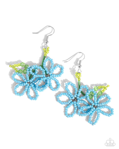 Beaded Blooms - blue - Paparazzi earrings