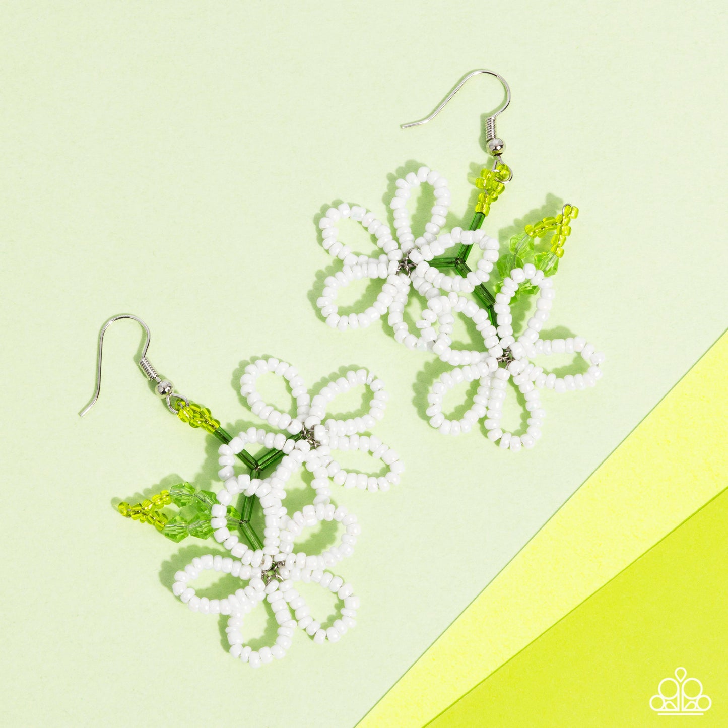 Beaded Blooms - white - Paparazzi earrings