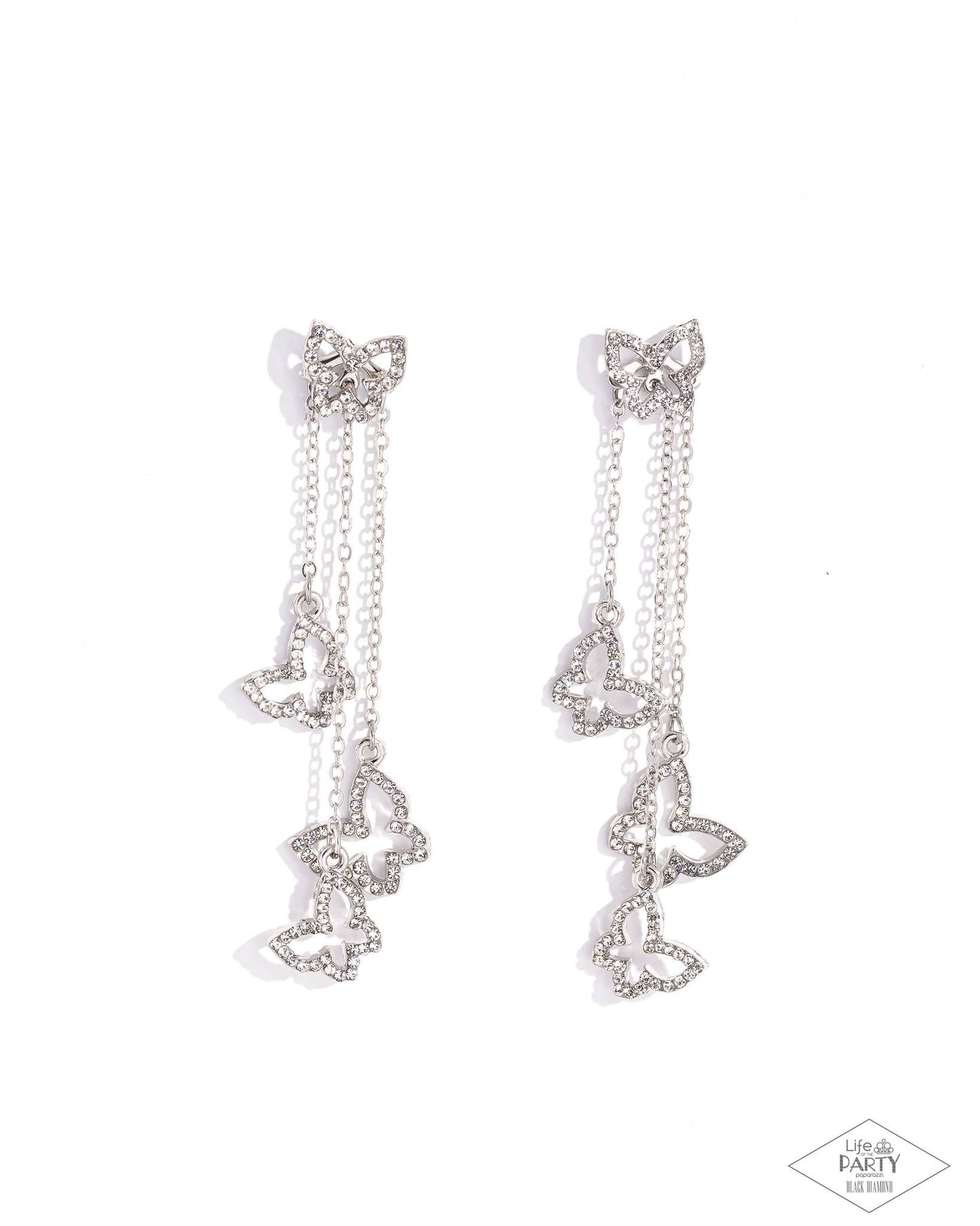 Boisterous Butterfly - white - Paparazzi earrings