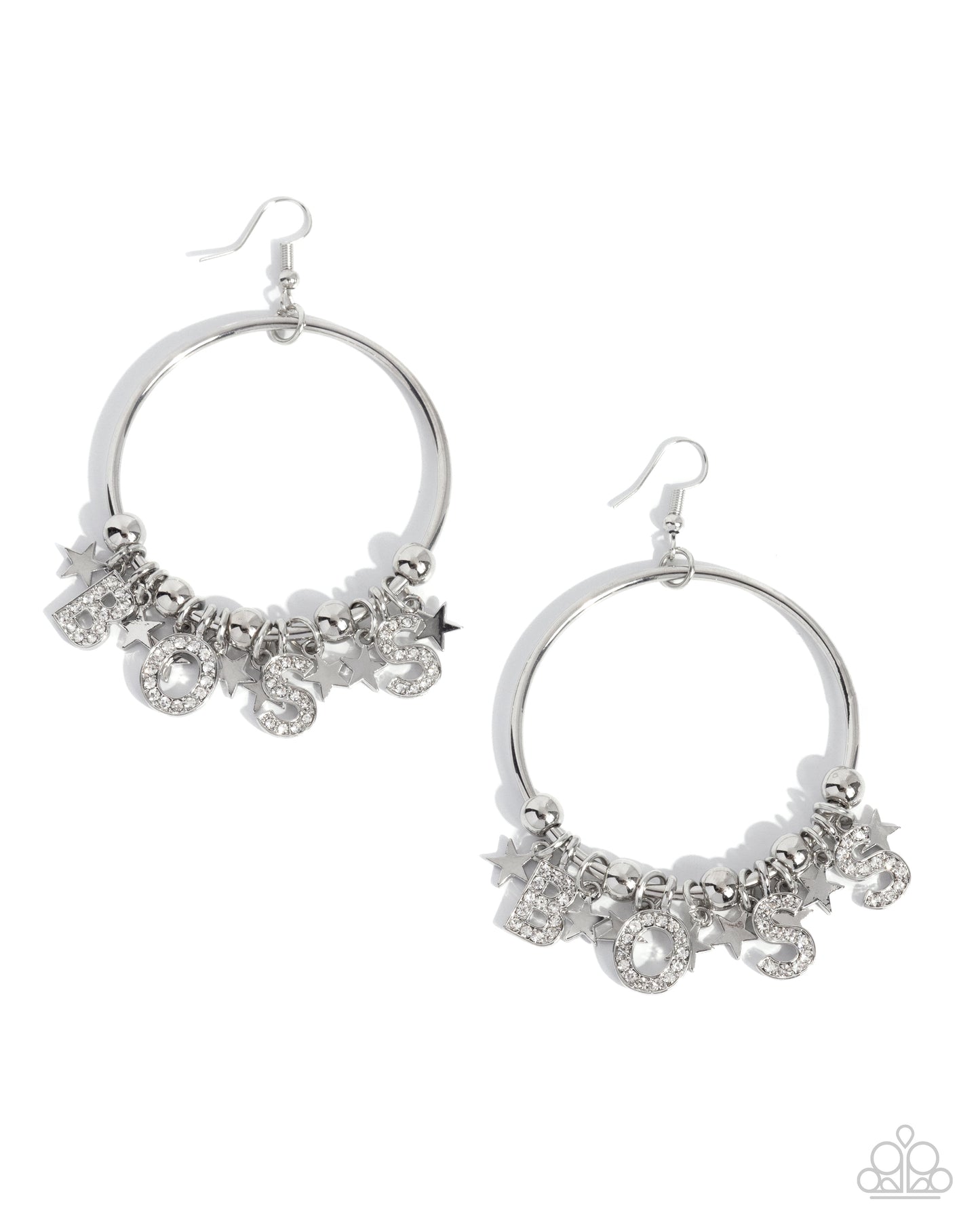 Boss Level - white - Paparazzi earrings