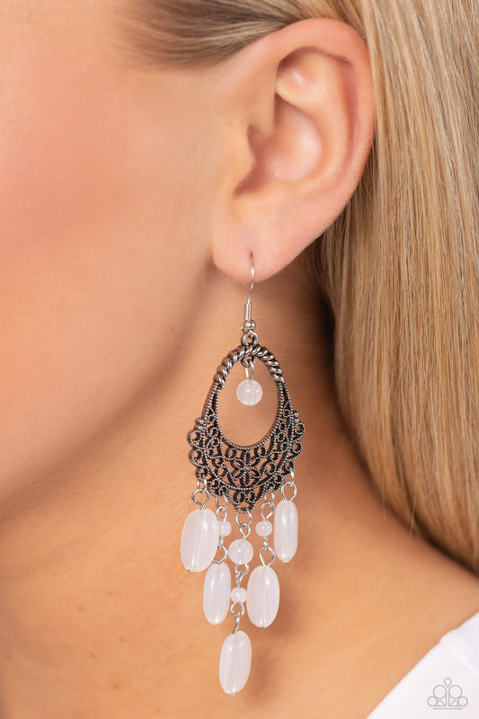Botanical Escape - white - Paparazzi earrings