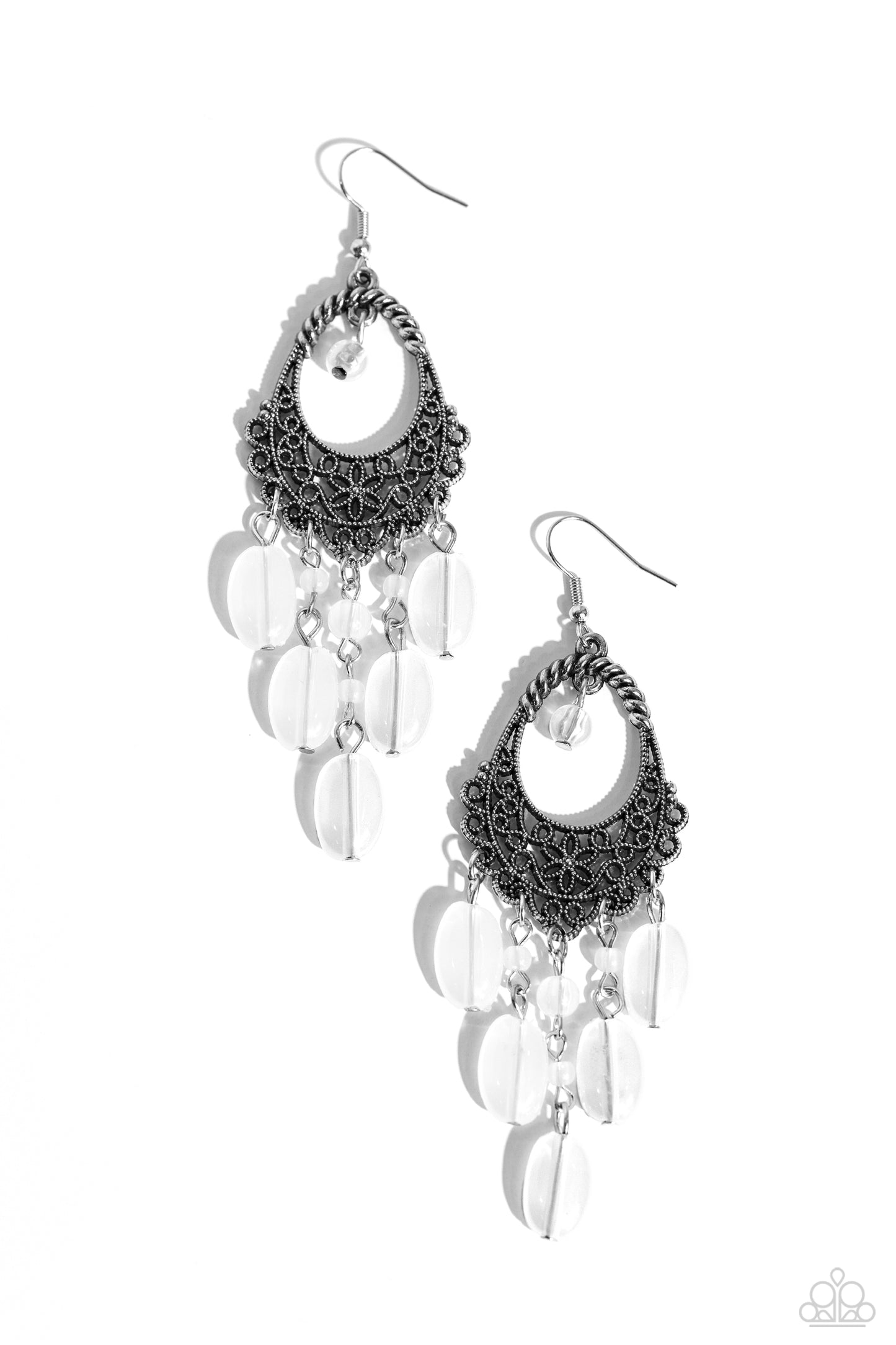 Botanical Escape - white - Paparazzi earrings