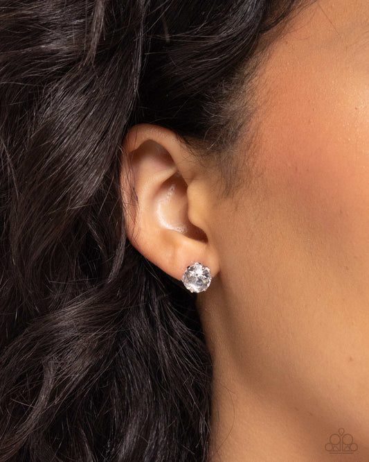 Breathtaking Birthstone - white - Paparazzi earrings