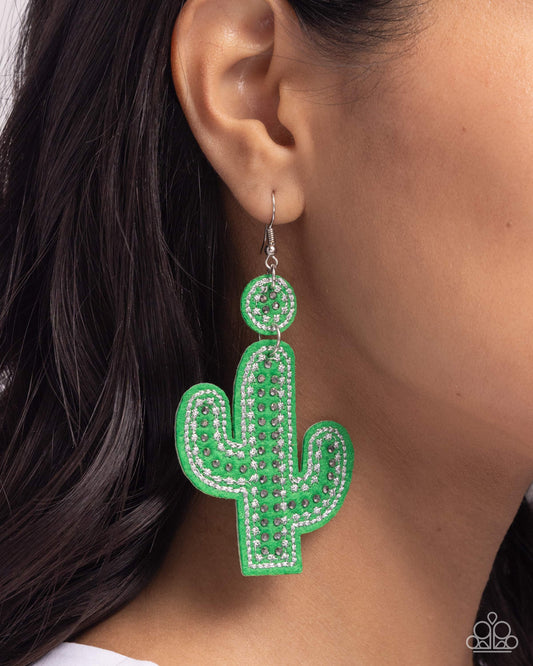 Cactus Cameo - green - Paparazzi earrings