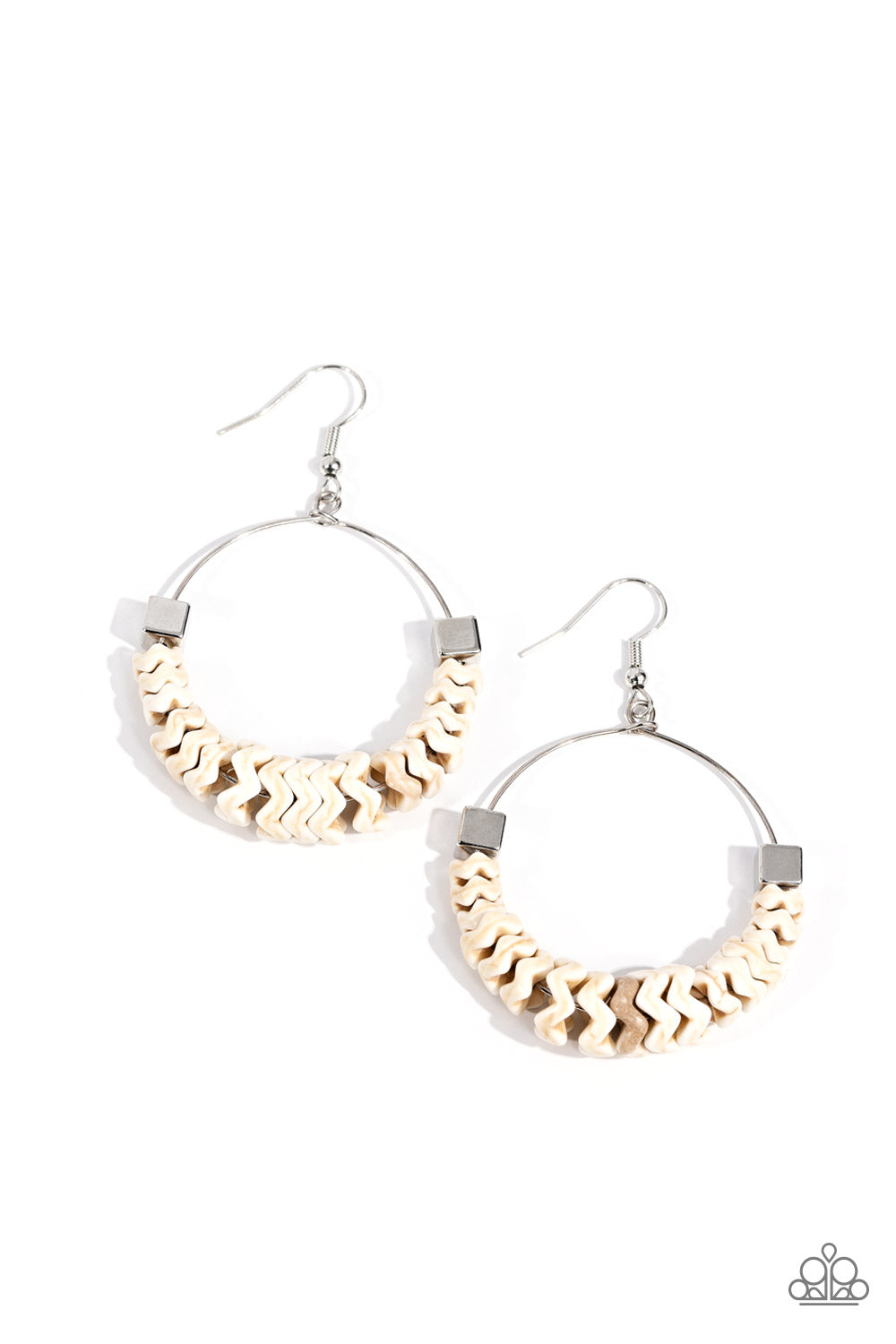 Capriciously Crimped - white - Paparazzi earrings