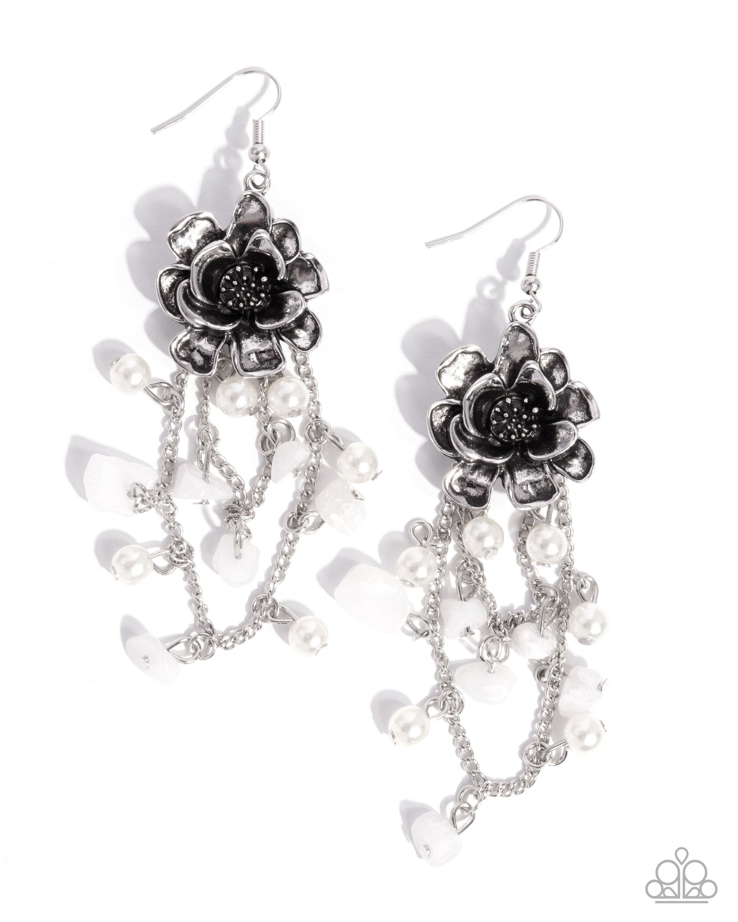 Carefree Cascade - white - Paparazzi earrings