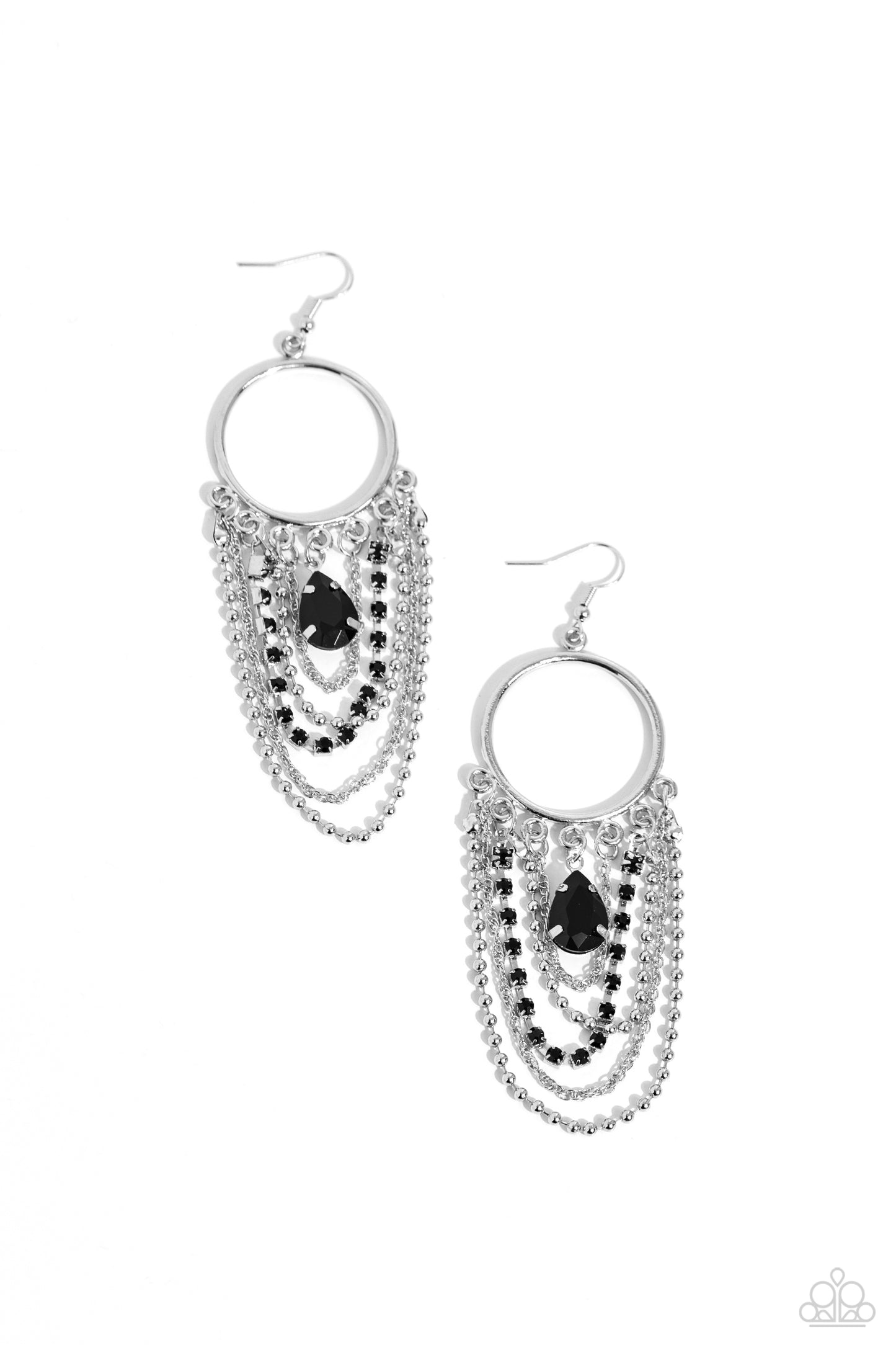 Cascading Clash - black - Paparazzi earrings