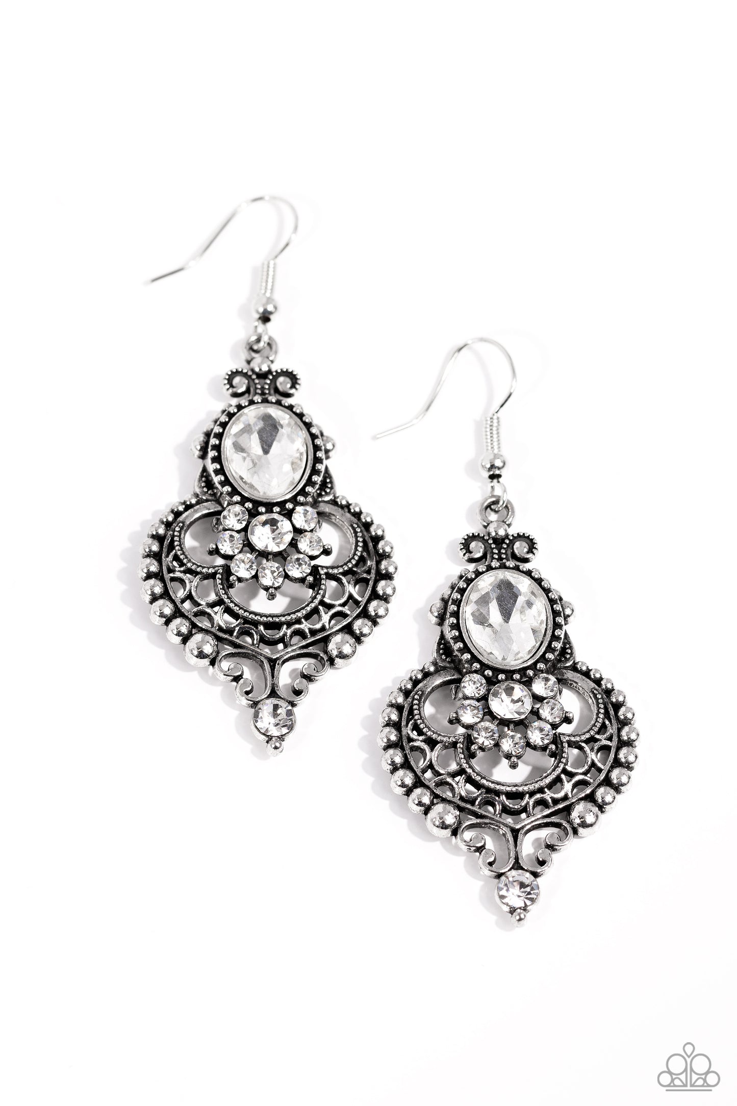 Castle Chateau - white - Paparazzi earrings