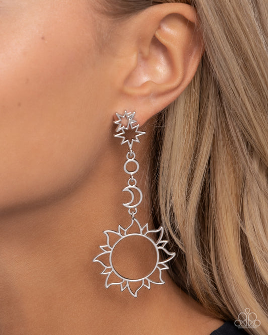 Celestial Chic - silver - Paparazzi earrings