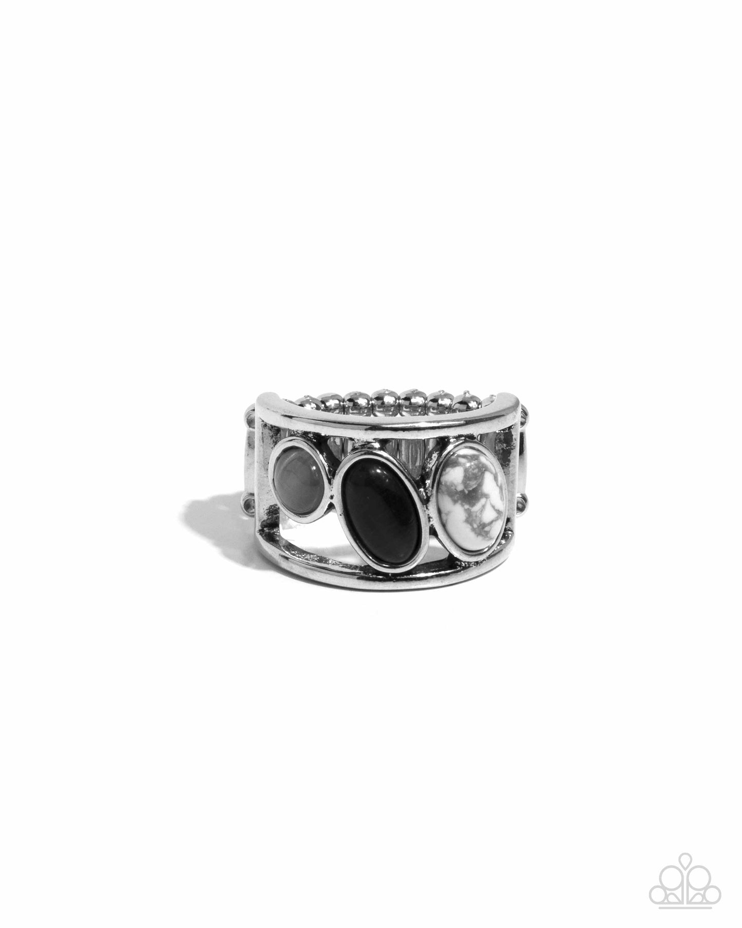 Colorfully Coarse - silver - Paparazzi ring