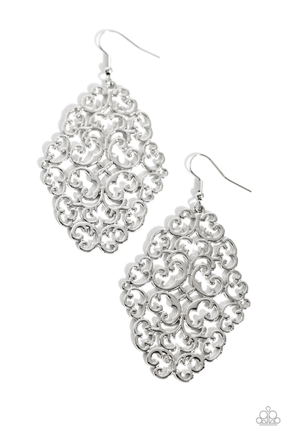 Contemporary Courtyards - silver - Paparazzi earrings