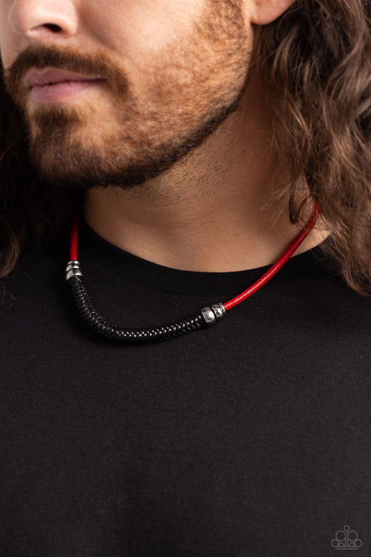 Corded Chivalry - red - Paparazzi MENS necklace