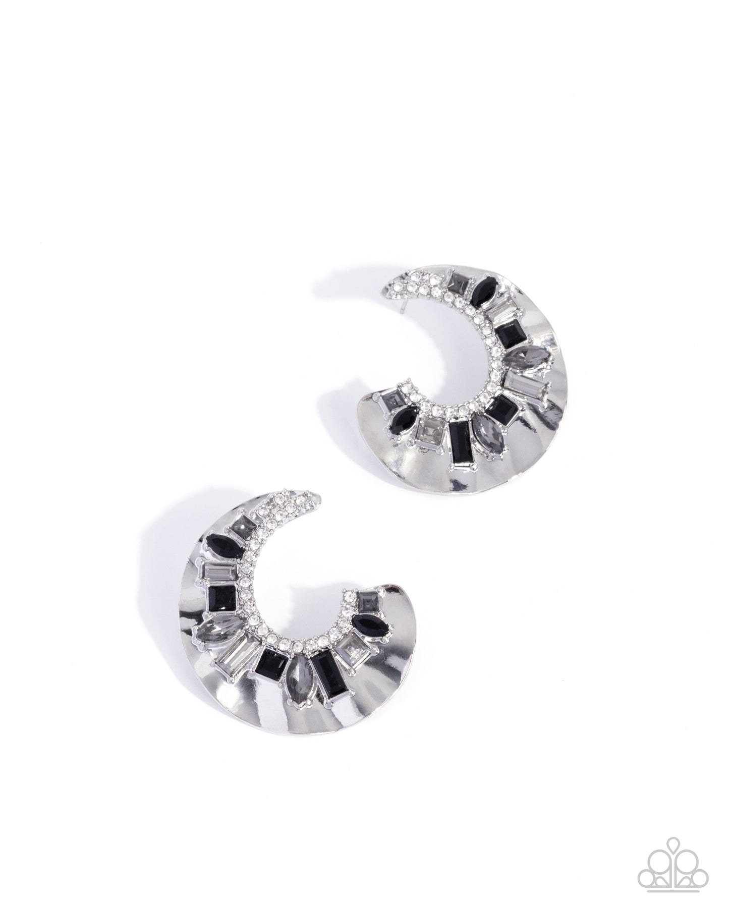 Crimped Color - black - Paparazzi earrings