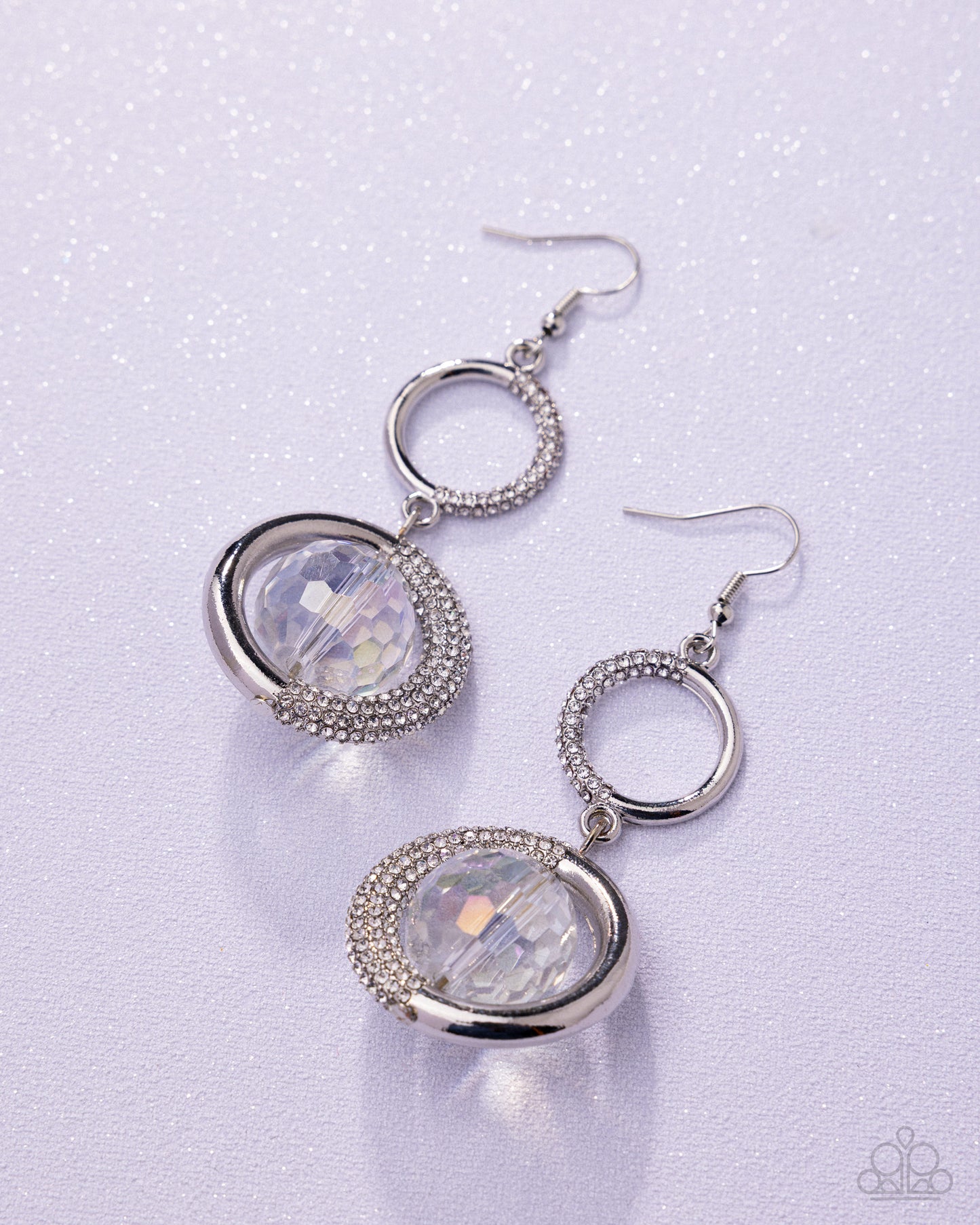 Dazzling Dive - white - Paparazzi earrings