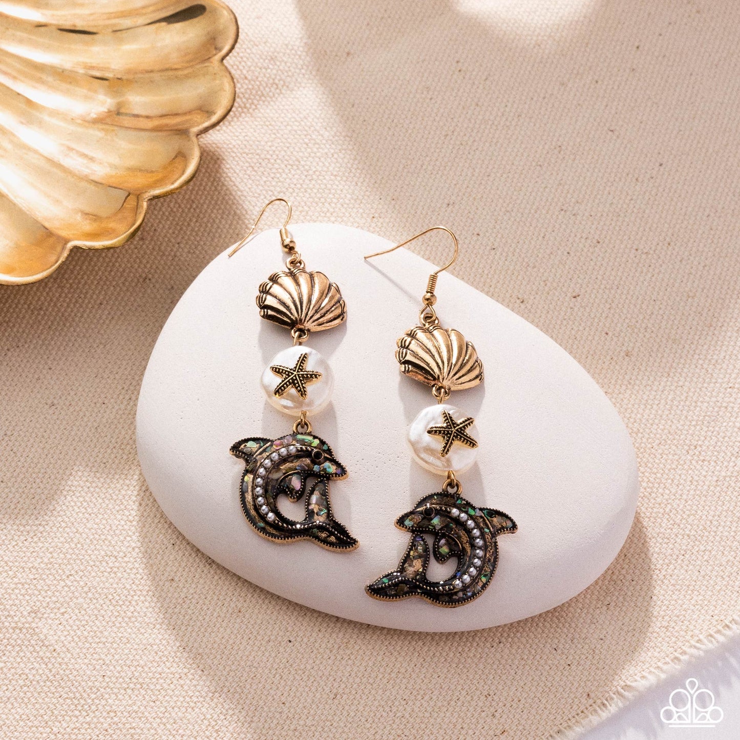 Delightful Dolphin - gold - Paparazzi earrings