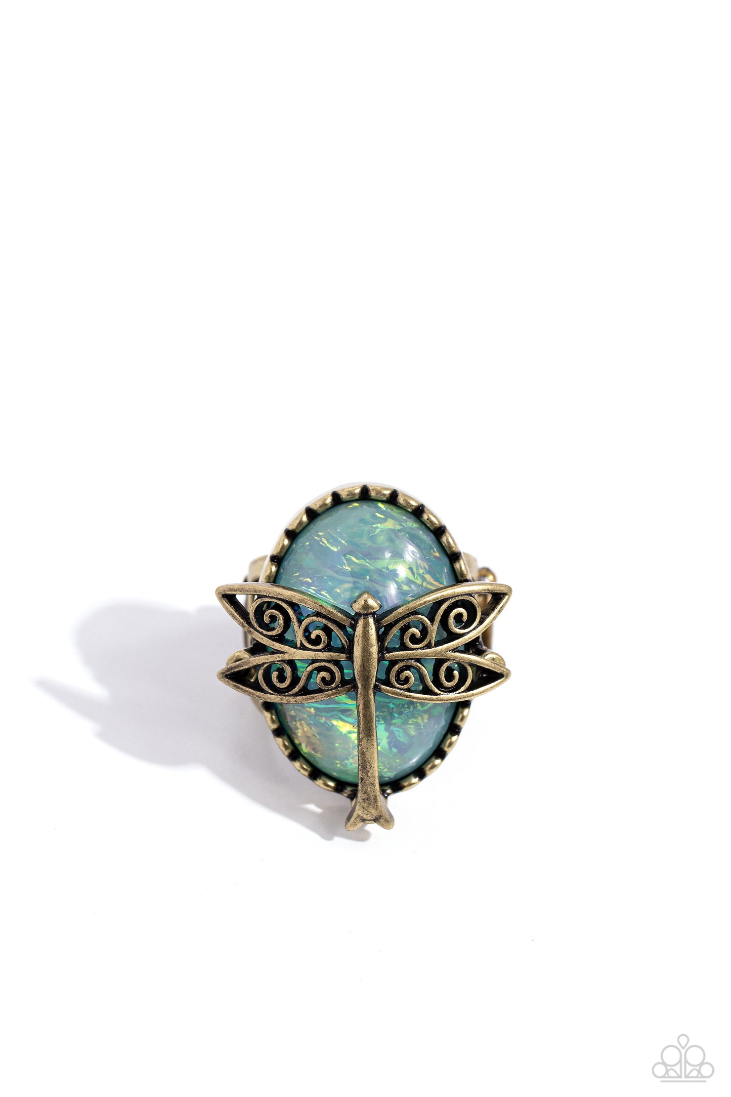 Dragonfly Dazzle - brass - Paparazzi ring