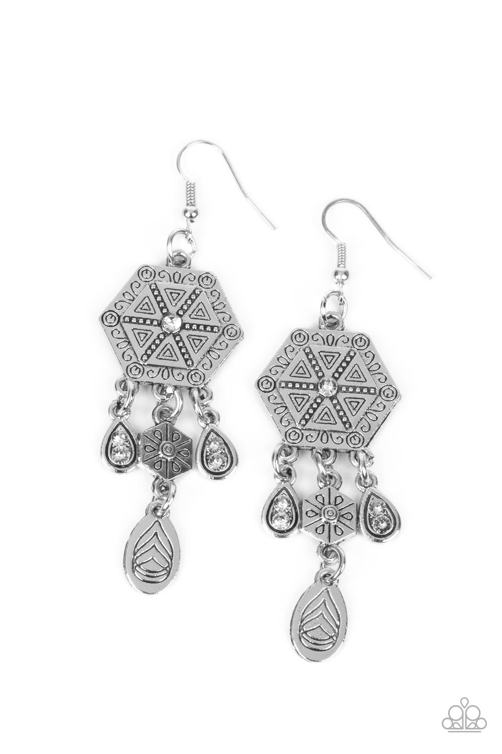 Dreamcatcher Delight - white - Paparazzi earrings