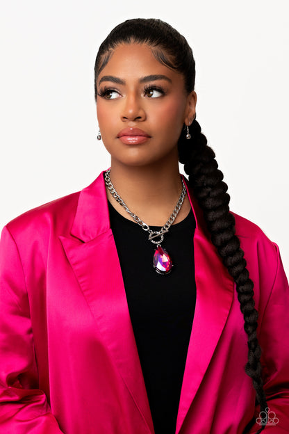 Edgy Exaggeration - pink - Paparazzi necklace