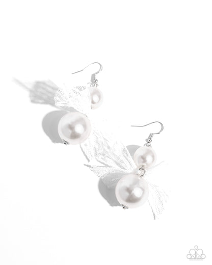 Elegance Ease - white - Paparazzi earrings