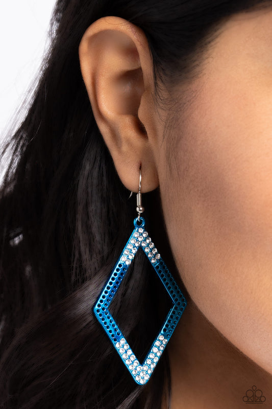 Eloquently Edgy - blue - Paparazzi earrings