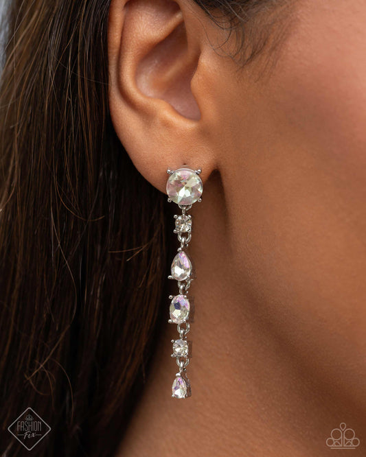 Fairytale Falls - white - Paparazzi earrings