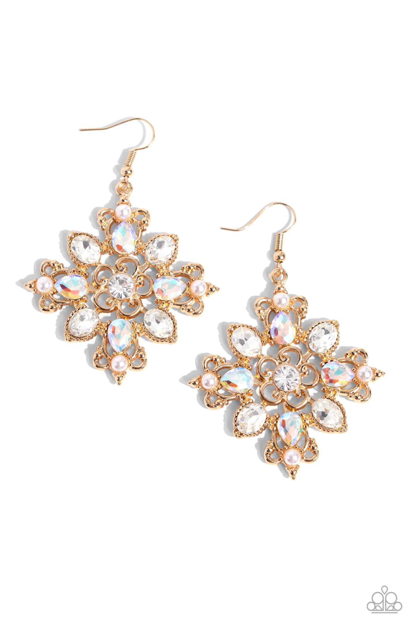 Fancy-Free Florals - gold - Paparazzi earrings