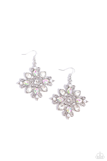 Fancy-Free Florals - white - Paparazzi earrings