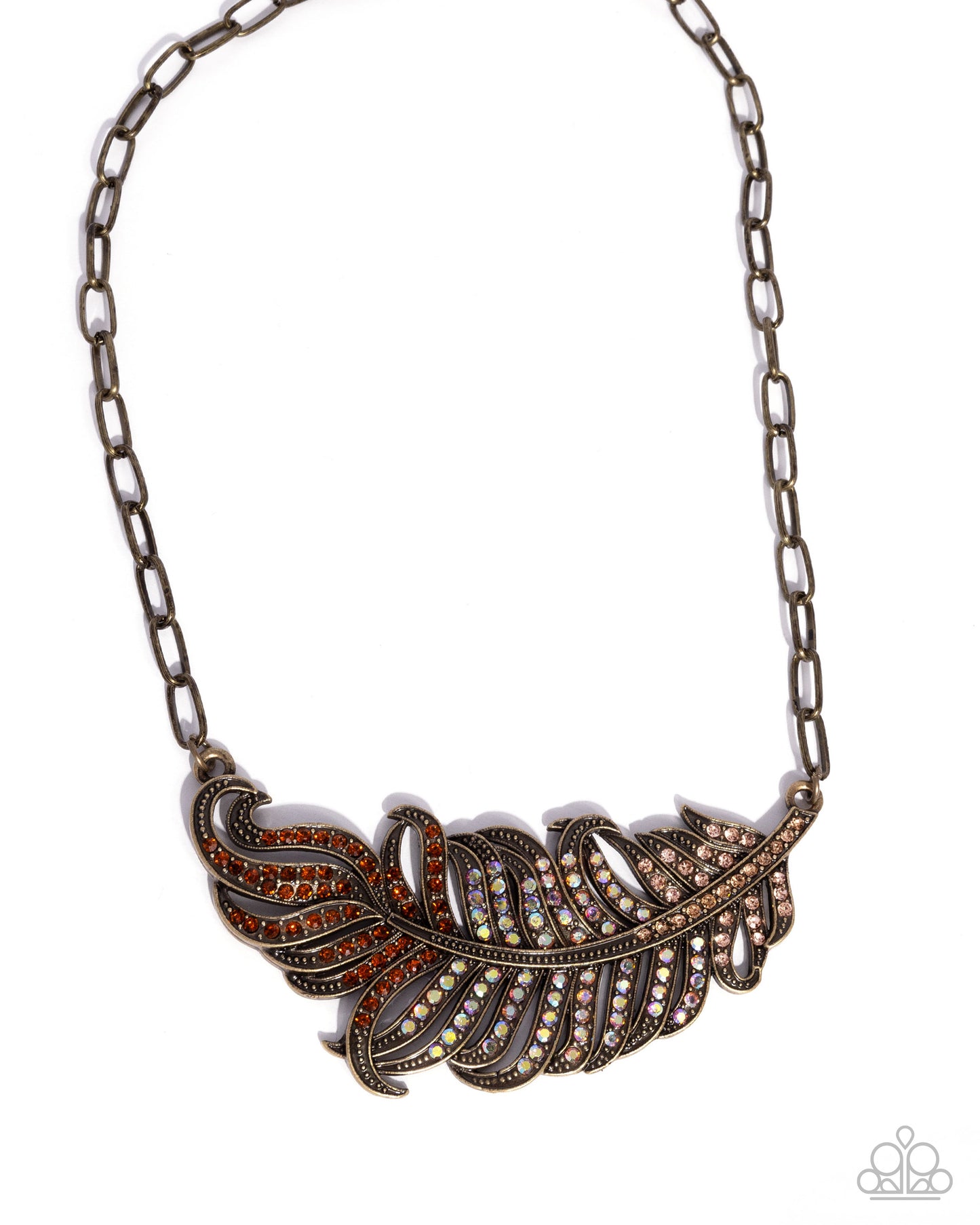 Fancy Feather - brass - Paparazzi necklace