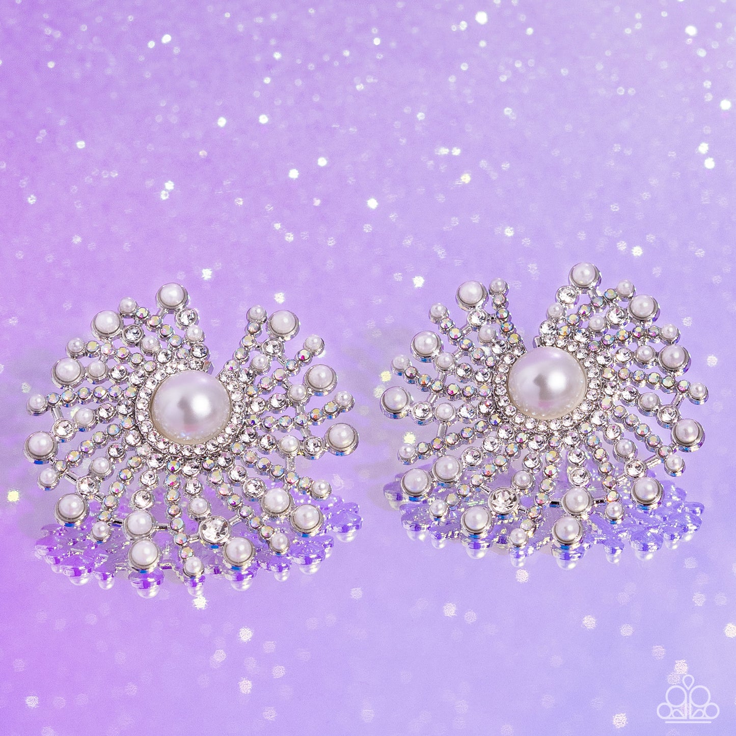 Fancy Fireworks - white - Paparazzi earrings
