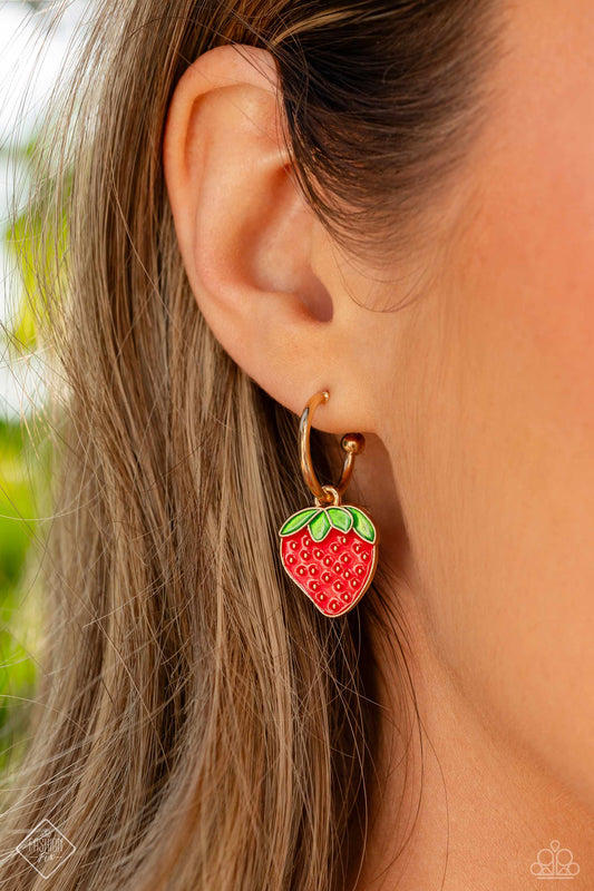 Fashionable Fruit - gold - Paparazzi earrings