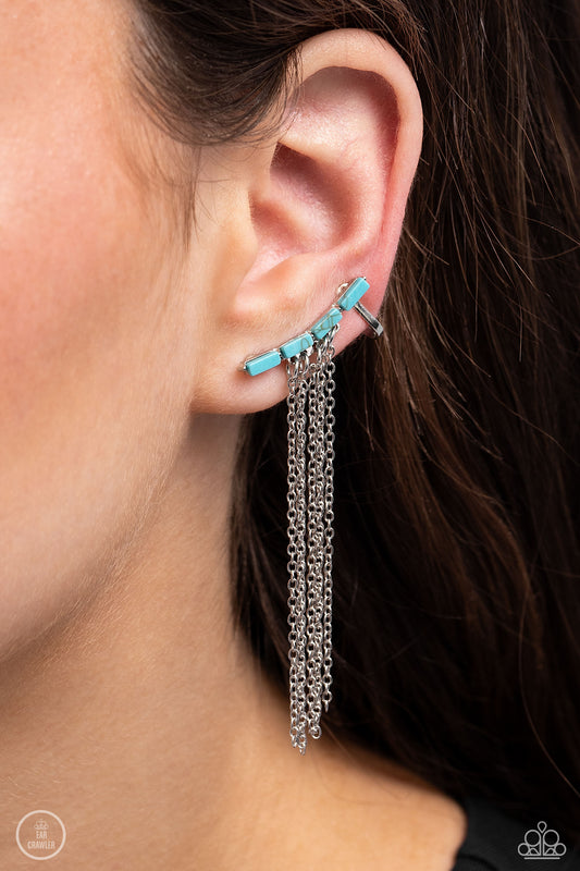 Fault Line Fringe - blue - Paparazzi earrings