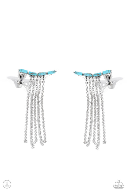 Fault Line Fringe - blue - Paparazzi earrings