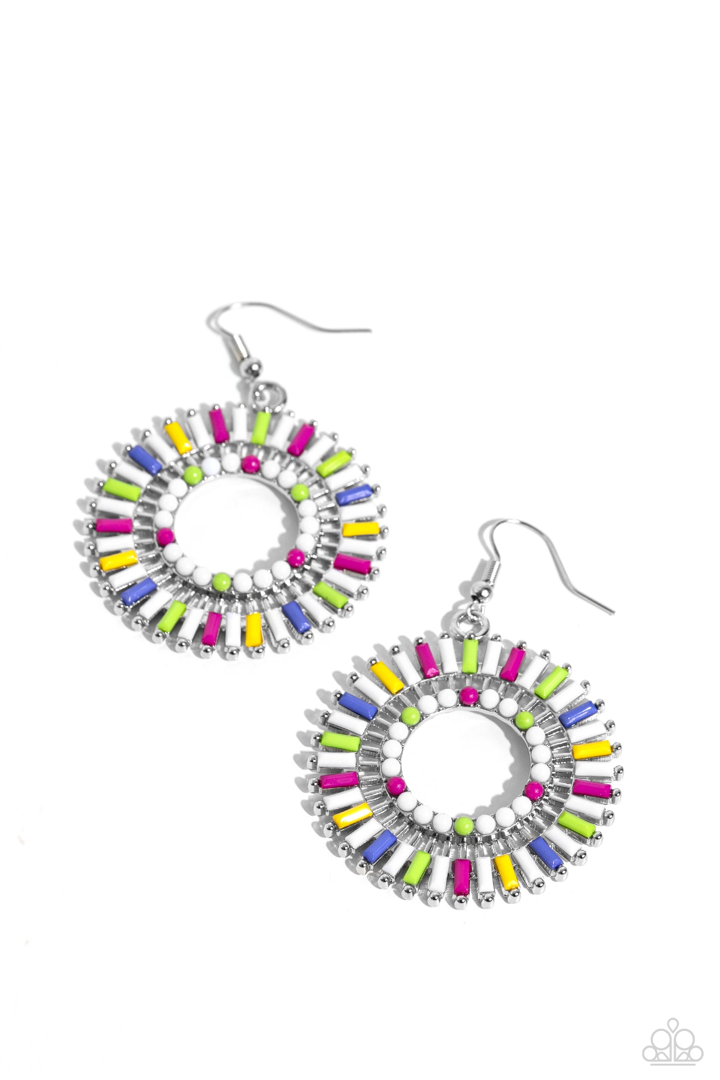 Ferris Wheel Finale - white - Paparazzi earrings