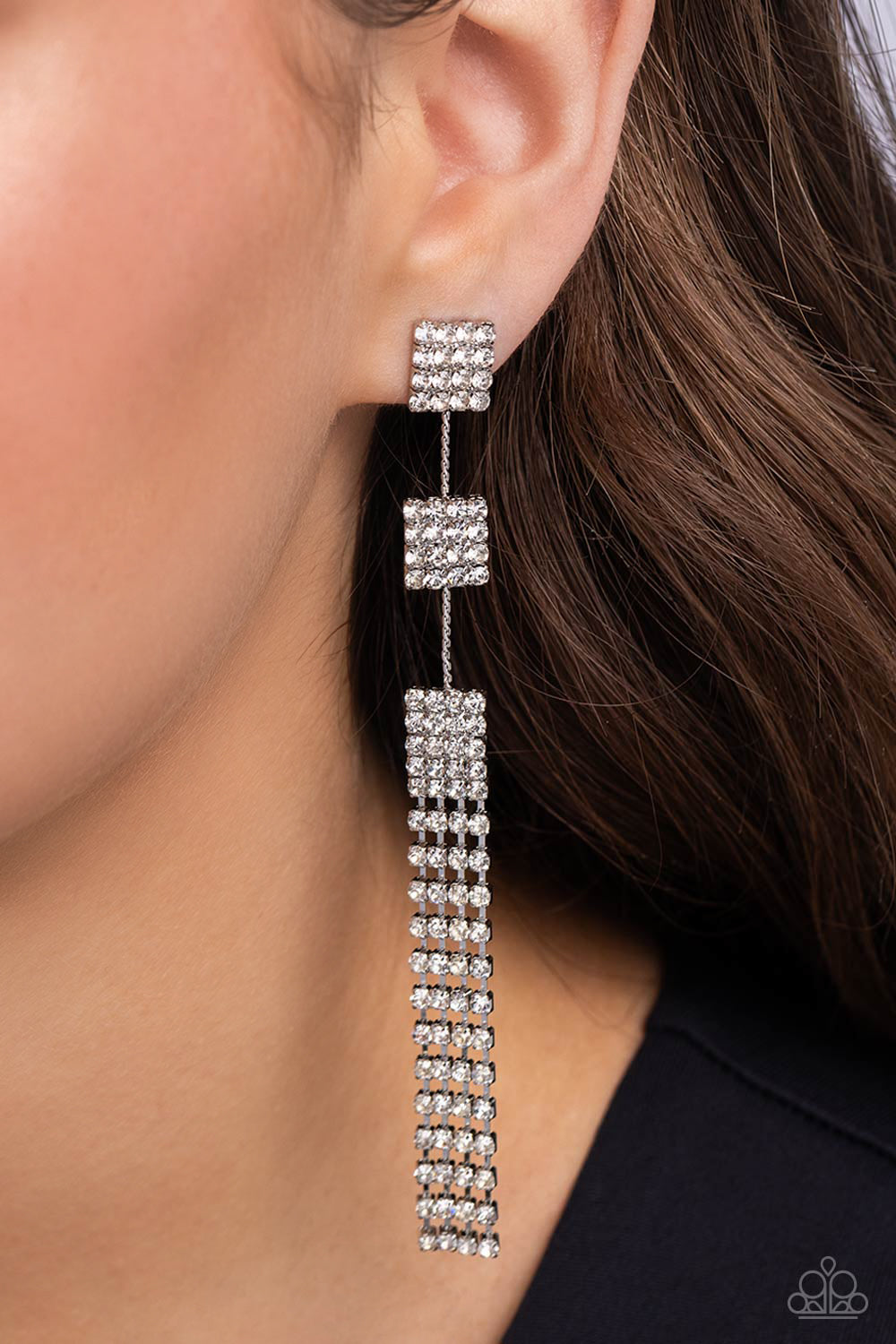 Paparazzi Must Love Diamonds - White Rhinestones Earrings