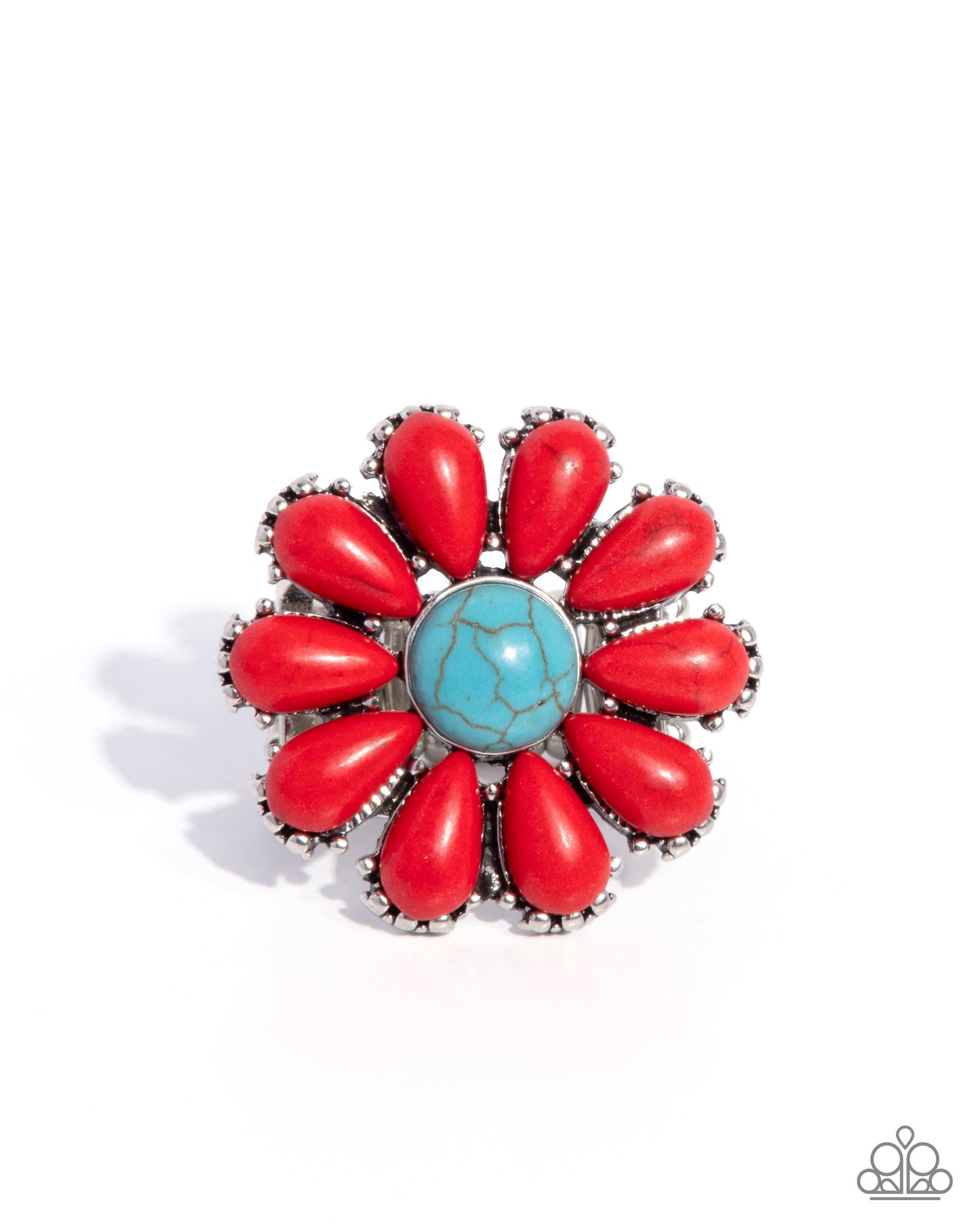 Firm Florals - red - Paparazzi ring