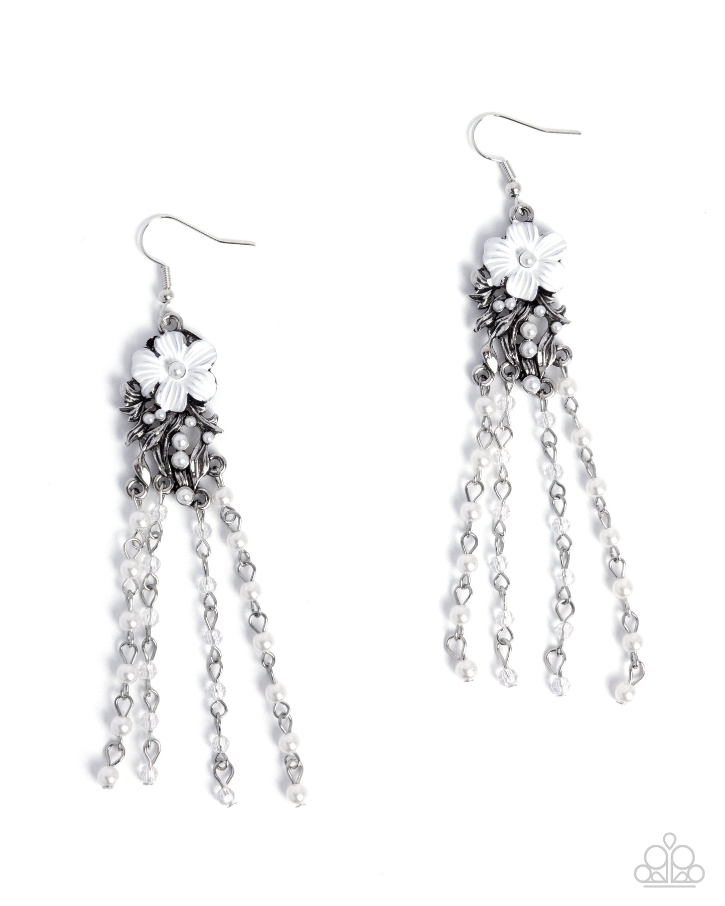 Flawless Floral - white - Paparazzi earrings