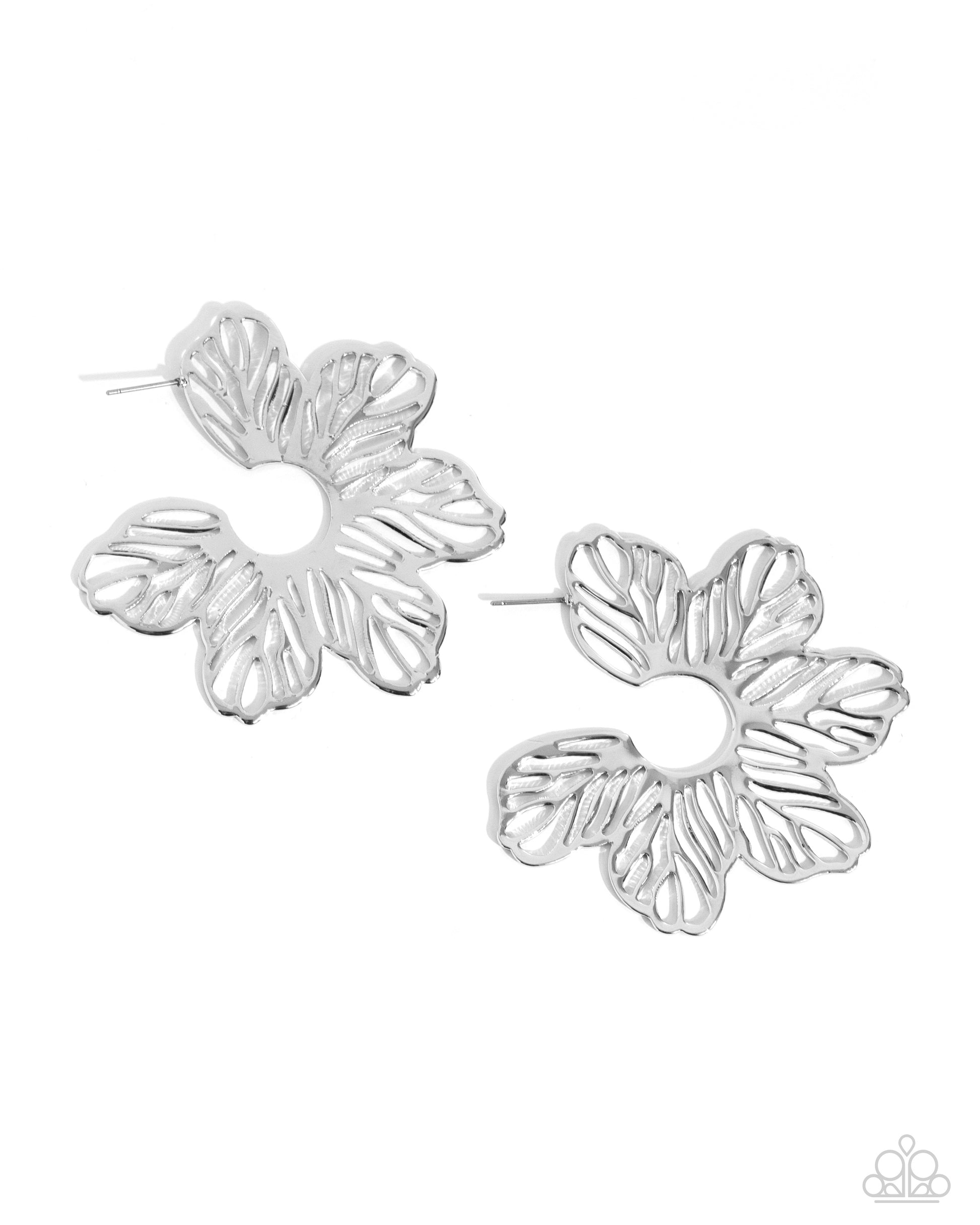Floral Fame - silver - Paparazzi earrings