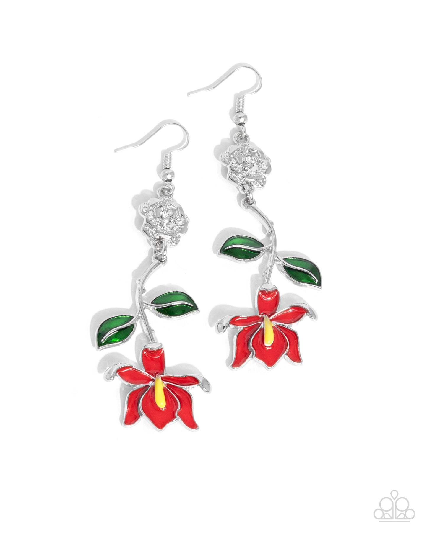 Floral Fractal - red - Paparazzi earrings