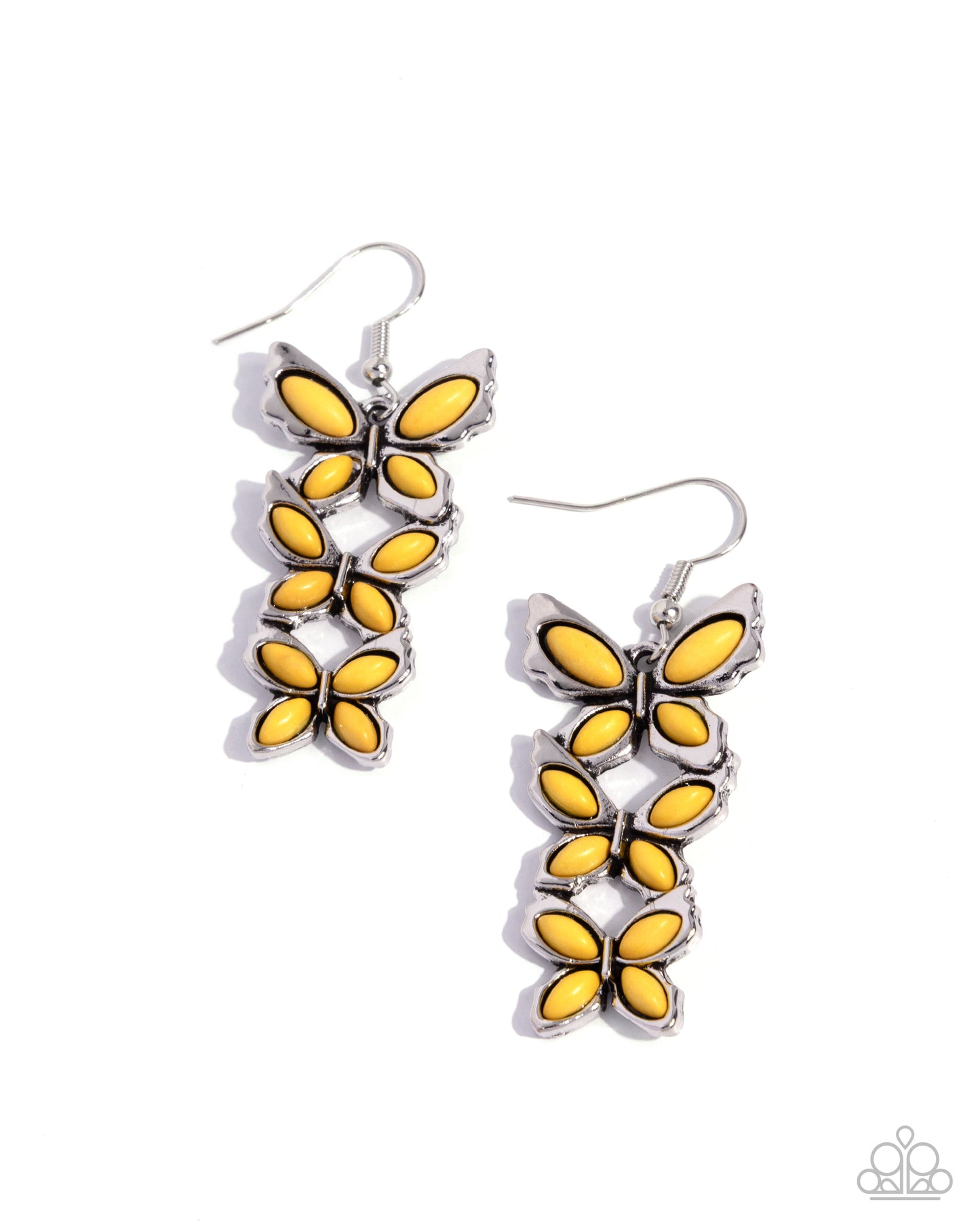 Fluttering Fantasy - yellow - Paparazzi earrings