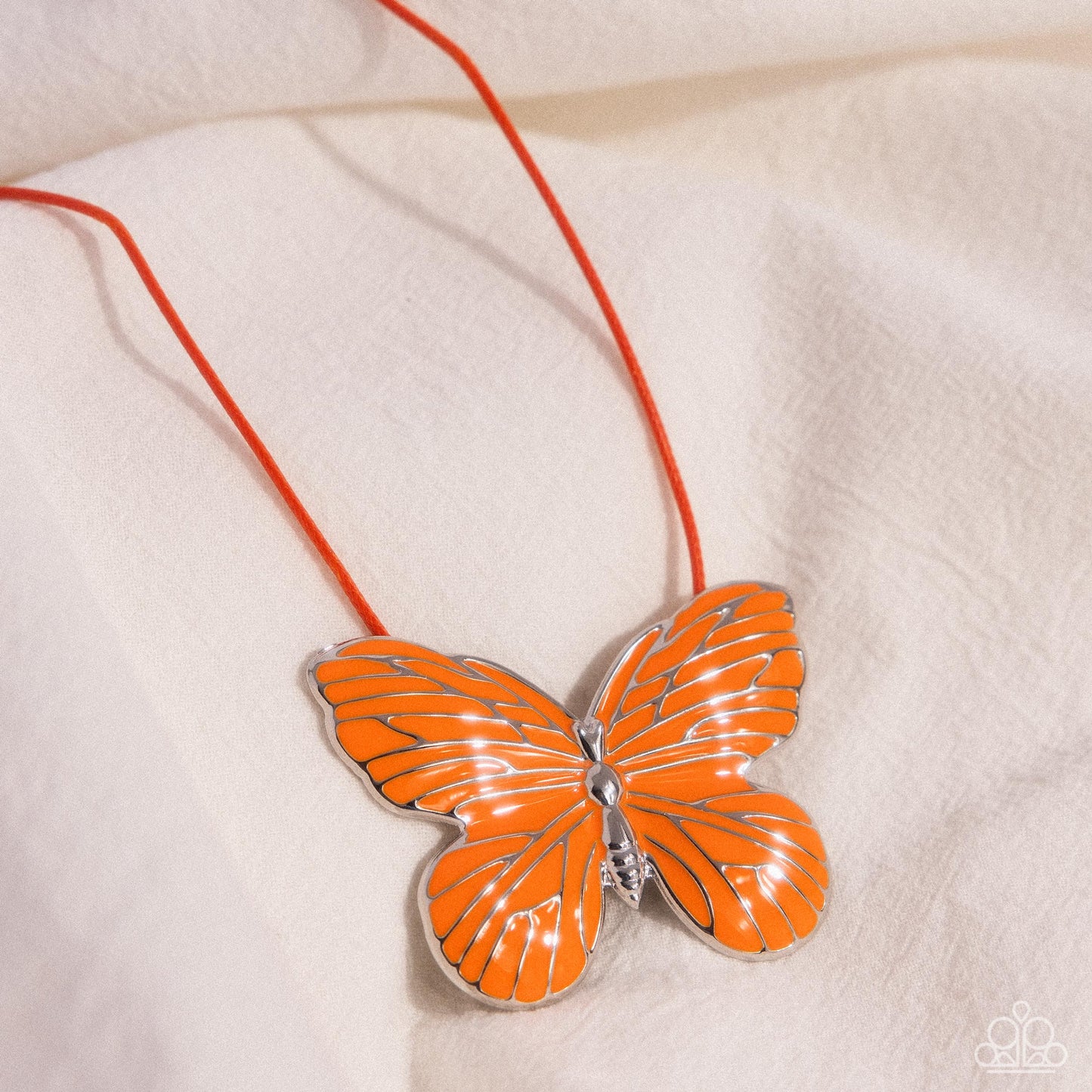 Fluttering Fervor - orange - Paparazzi necklace