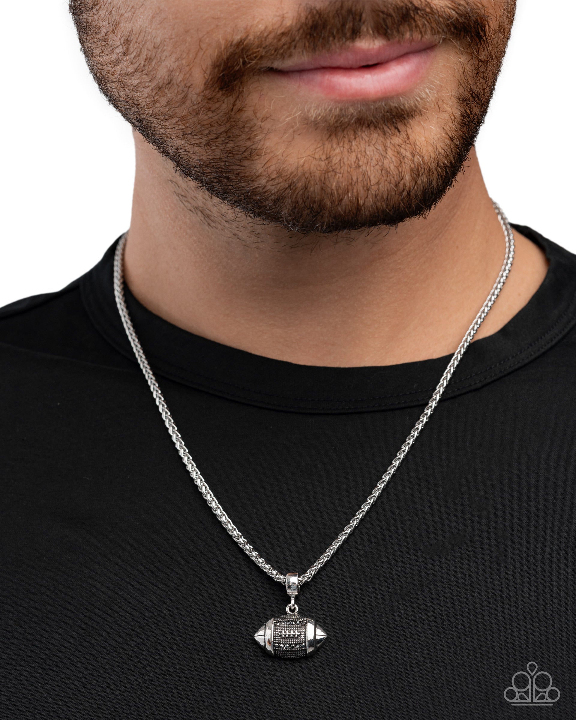 Football Frenzy - silver - Paparazzi MENS necklace – JewelryBlingThing