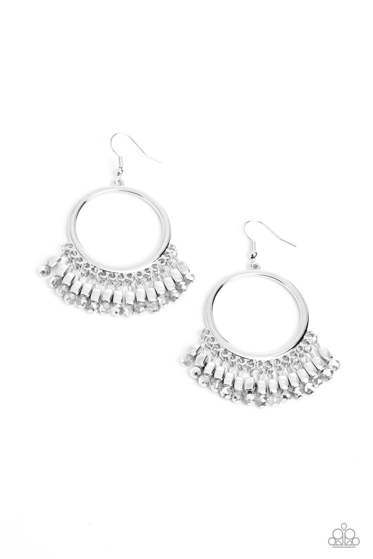Fringe Fanfare - silver - Paparazzi earrings