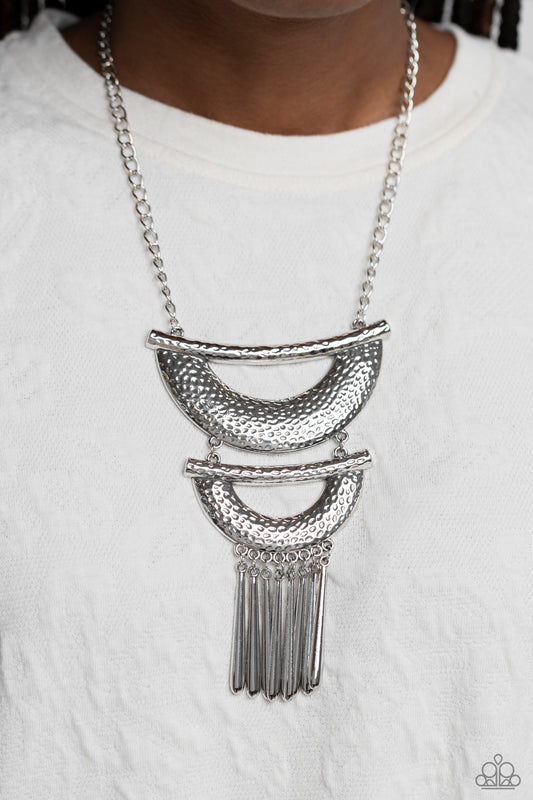 Fringe Festival - silver - Paparazzi necklace