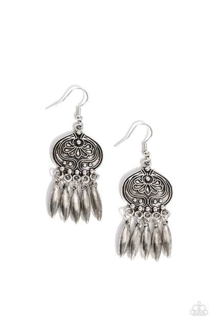 Future, PASTURE, and Present - silver - Paparazzi earrings